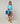 Silk round neck twin set - Turquoise Blue