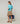 Silk round neck twin set - Turquoise Blue